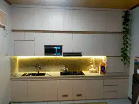 Kitchen set minimalis custom, lemari pakaian custom, PVC board bisa
