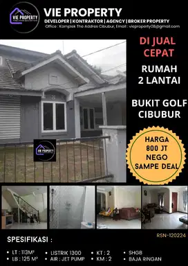 TURUN HARGA  JUAL MURAH, Rumah 2 lantai di Bukit Golf Cibubur