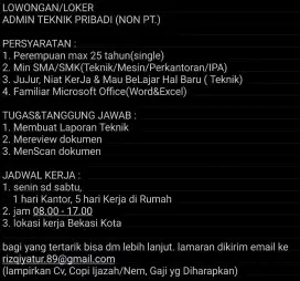 LOWONGAN ADMIN TEKNIK