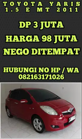 TOYOTA YARIS 1.5 E MT 2011 DP 3 JUTA