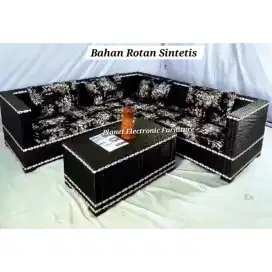 Kursi tamu sudut rotan sintetis kursi plastik fiber kursi tahan air