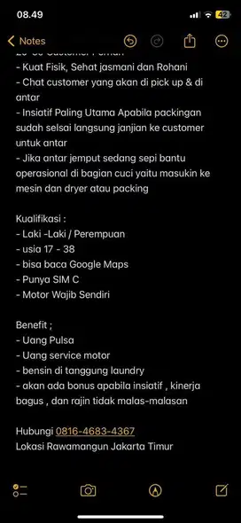 Kurir antar jemput laundry (Yang serius mau kerja )