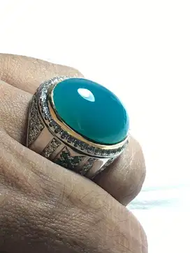 Cincin Batu Bacan Doko Majiko Crystal Natural Ring Perak Microsetting