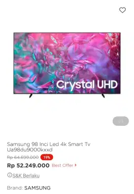 Samsung led tv 98 inci 98du9000