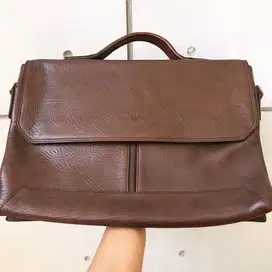 Armani Leather Bag —Dark Brown