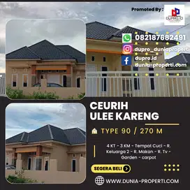 CEURIH ULEE KARENG- Rumah dijual tipe 90 Luas Tanah 270 m