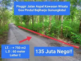 Dijual Cepat Tanah murah pinggir jalan raya kawasan wisata Goa Pindul