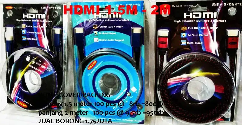 HDMI 1.5M -2M COVER/PACKING  JUAL BORONGAN KABEL HDMI  panjang 1.5 met