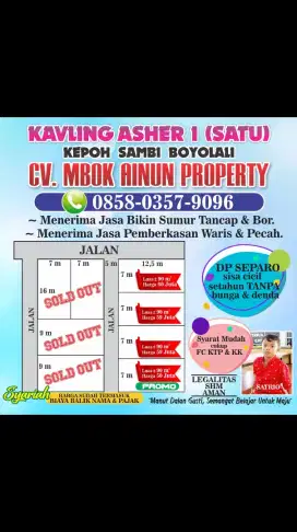 Promo Tanah murah 90 m2 hanya 50juta Kepoh, Sambi, Boyolali