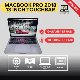 MACBOOK PRO 2018 13 INCH TOUCHBAR RAM 16GB SSD 512GB CORE I5 LAPTOP