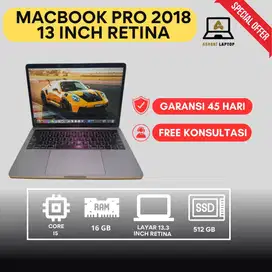 MACBOOK PRO 2018 13 INCH TOUCHBAR CORE I5 RAM 16GB SSD 512GB