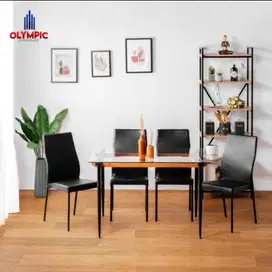 Dinning Table / Meja Makan Kaca Include 4 Kursi / Olympic DTM LAMONT