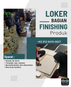 Dibutuhkan Karyawati Bagian Finishing Produk