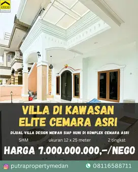 DIJUAL VILLA DIKAWASAN ELITE CEMARA ASRI