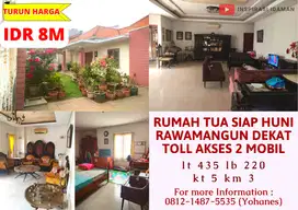 Rumah Tua siap Huni Rawamangun dekat Toll akses 2 mobil