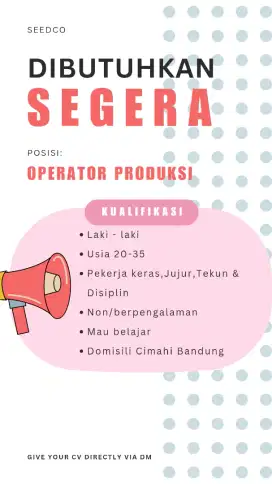 LOKER OPERATOR PRODUKSI