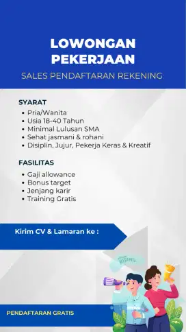 DIBUTUHKAN SEGERA SALES BANK