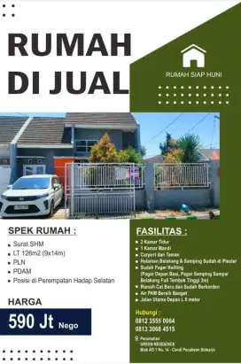 Dijual Rumah Perumahan Green Residence Kali Pecabean Sidoarjo