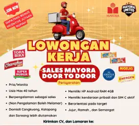 Dibutuhkan segera Sales Mayora Door to Door