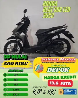 PROMO DP 500 RIBU HONDA BEAT CBS LED TAHUN 2023 KM LOW KUNCI 2 LENGKAP