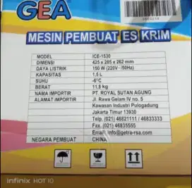Mesin Ice Cream GEA ICE 1530