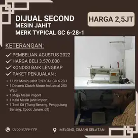 DIJUAL SECOND MESIN JAHIT MERK TYPICAL GC 6-28-1