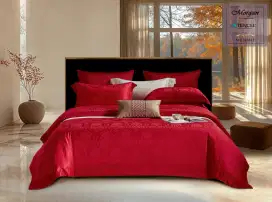 Sprei bedcover sutra kingkoil warna merah