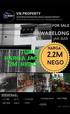 Di Jual rumah sangat murah di daerah Rawa belong jak-bar.