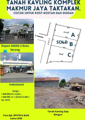 TANAH KAVLING TAKTAKAN DEPAN SMAN 3 KOTA SERANG