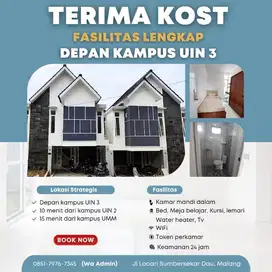 dijual rumah kos banggunan baru depan kampus uin