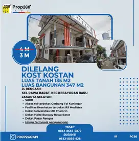 DILELANG KEBAYORAN BARU JAKSEL KOS KOSAN 3 LT 20 KAMAR PG10