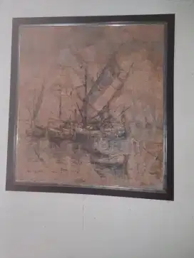Lukisan Kampung Nelayan Karya Mozes Moses Misdy