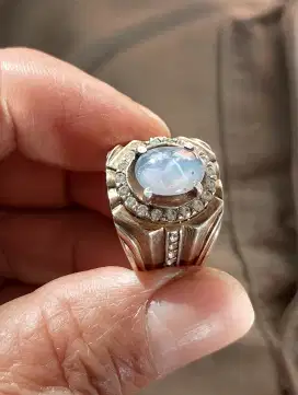 Blue safire star Srilanka ring perak