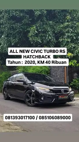 ALL NEW CIVIC TURBO RS HATCHBACK 
Tahun :  2020, KM 40  Ribuan