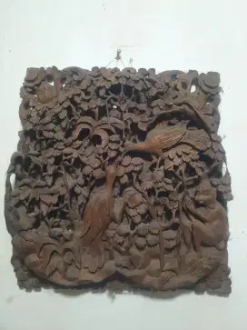 Ukiran kayu lawas 3dimensi 35cm×33cm