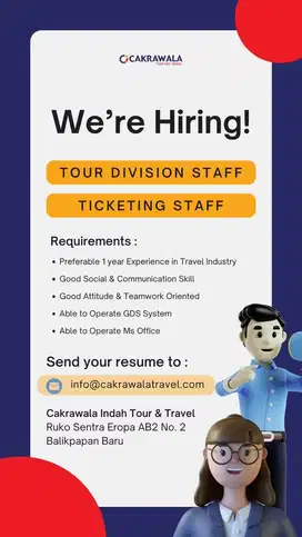 Vacancy for Ticketing staff and tour division