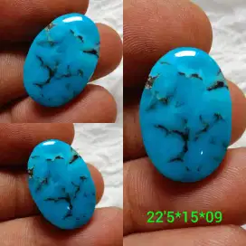 Natural Batu Pirus Persi Polkas Biru Fancy Urat Hitam Rare Item