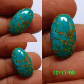 Natural Batu Pirus Persi Polkas Biru Fancy Urat Emas High Quality