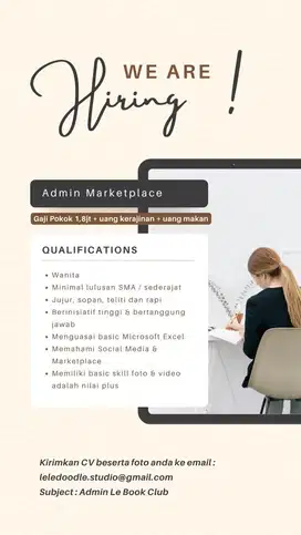 Loker Admin Marketplace toko buku anak