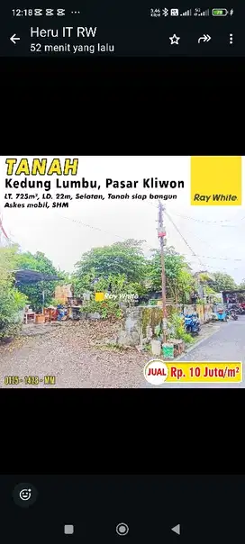 Tanah Kedung lumbu pasar kliwon