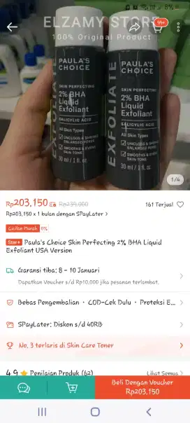 Toner Exfoliat merk Paula's Choice