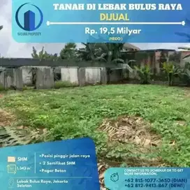 Dijual, Tanah di Lebak Bulus , Jaksel, Lt 1,343m², 2 SHM