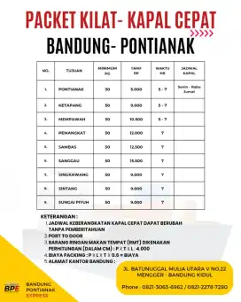 Bandung Pontianak Express, Jasa Kirim Logistik