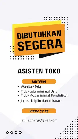 Open Loker Banyak Posisi Online Shop area Gading Serpong