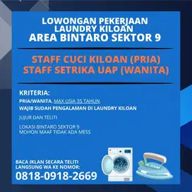 STAFF CUCI LAUNDRY KILOAN BINTARO SEKTOR 9