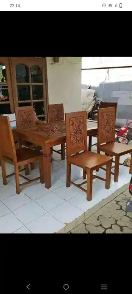 Meja makan minimalis 1 set 6 kursi