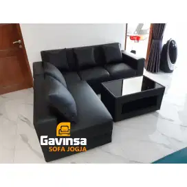 Premium Sofa L Putus Jaguar Hitam , GARANSI 2 TAHUN,Bisa Request Warna