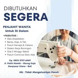 Lowongan PENJAHIT Wanita