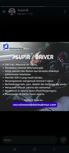 Dibutuhkan driver