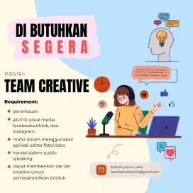 Lowongan kerja team creative/content creator